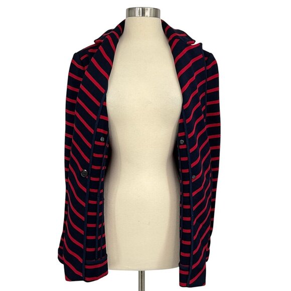 Veronica Beard Fontana Blazer Striped Double Breasted Jacket Size L Red Navy - Picture 8 of 12